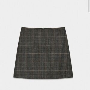 Aritzia Charcoal Plaid A-Line Skirt